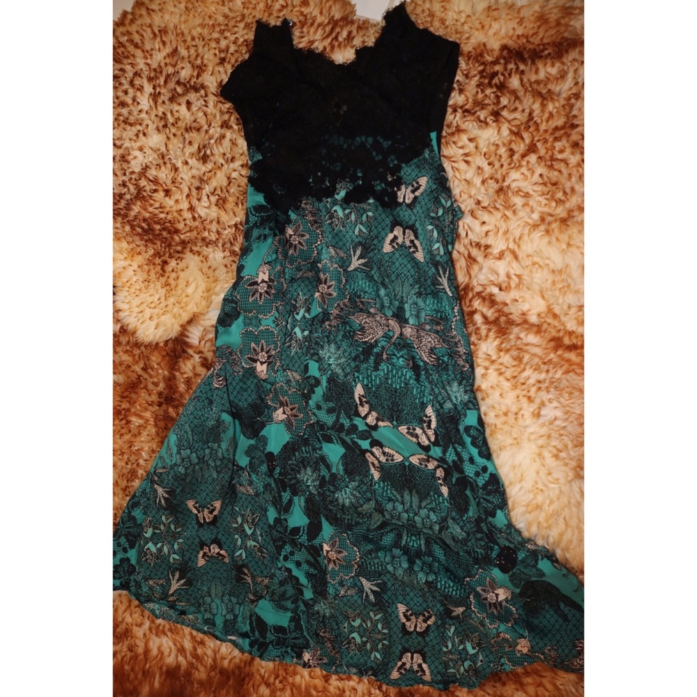 Anthropologie Maeve Green Butterfly Lace Dress